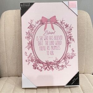 NEW District Pink Floral Wall Art Luke 4:15 Coquette‎ Canvas